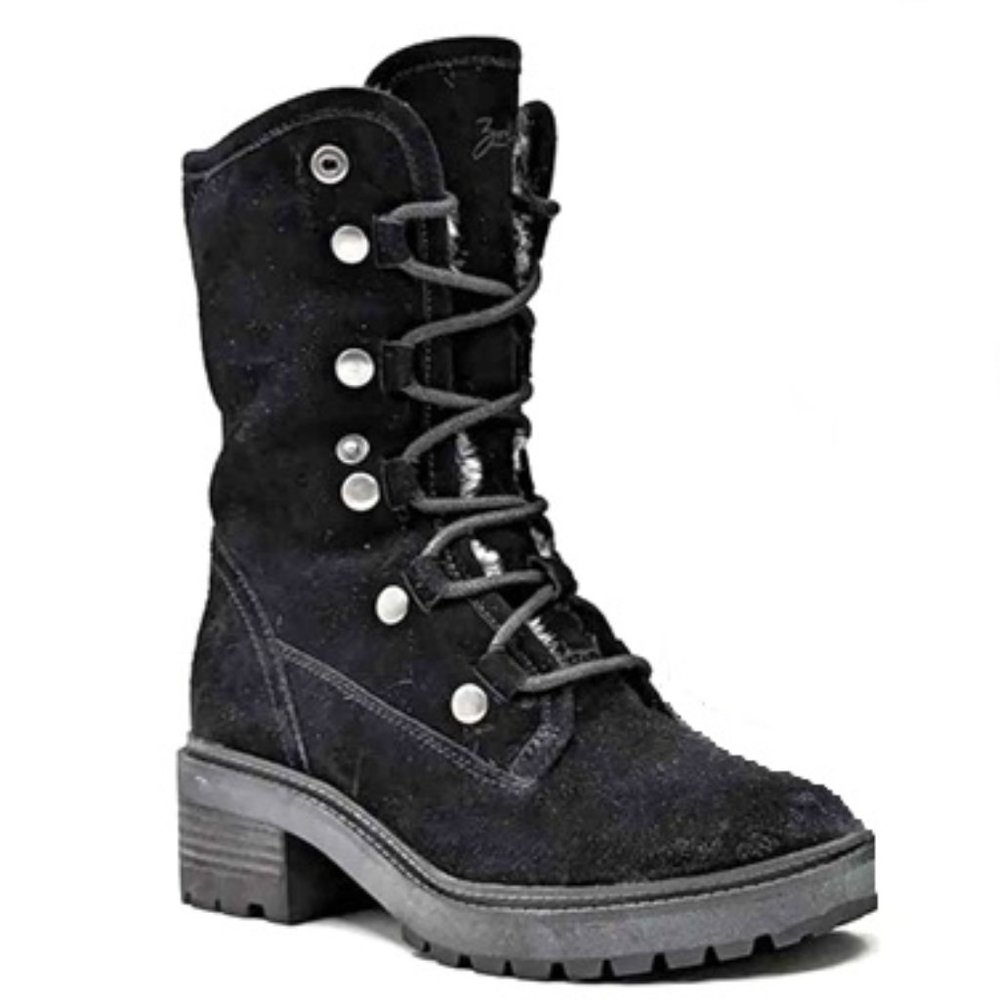 Zodiac Mid-calf Winter Combat Boots Leather Faux Fur lined Sz 9.5